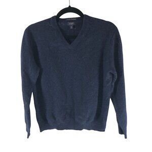 J Crew Womens Sweater Italian Cashmere V Neck Navy Blue M